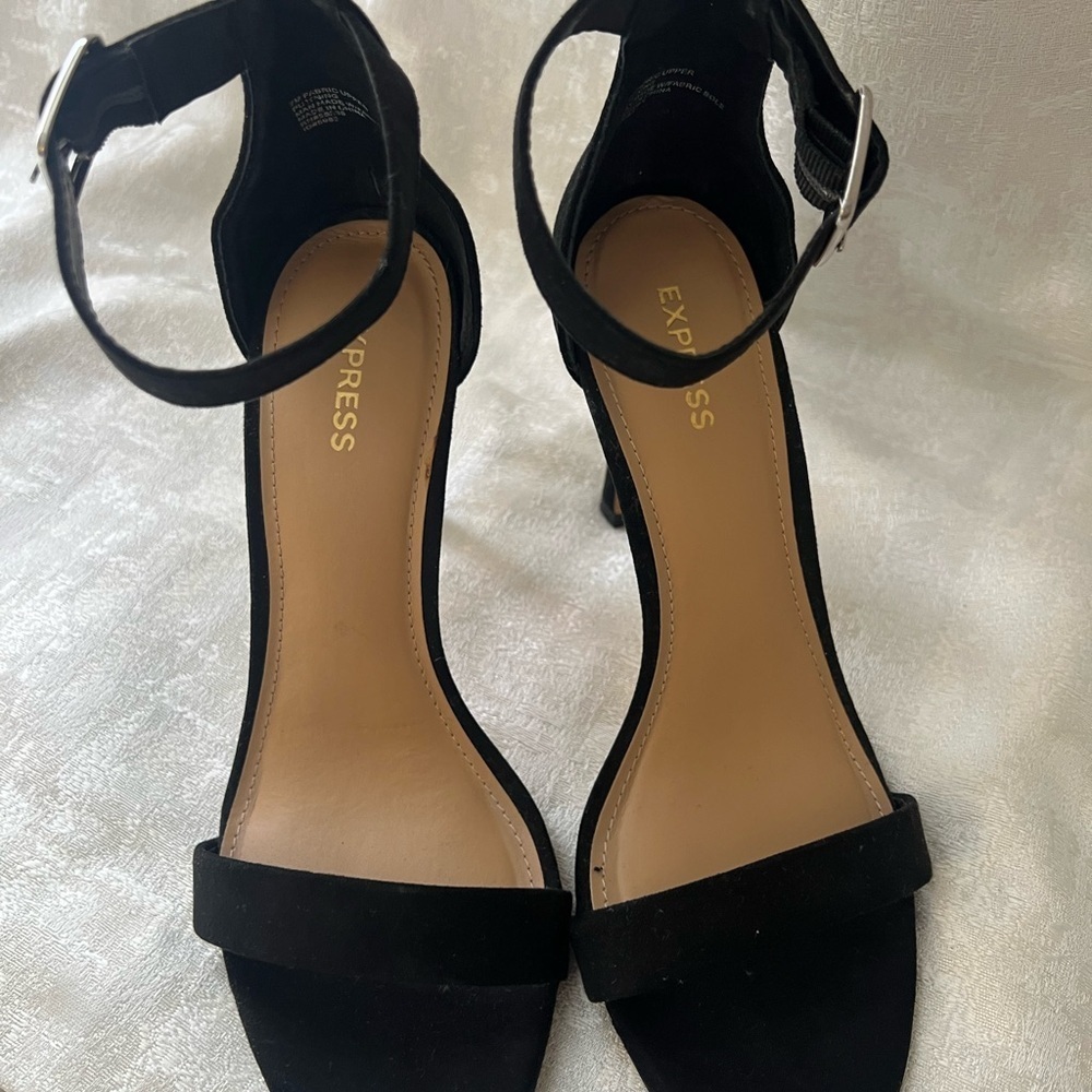 Express Black Suede Heels with Stiletto Design - Picture 5 of 9